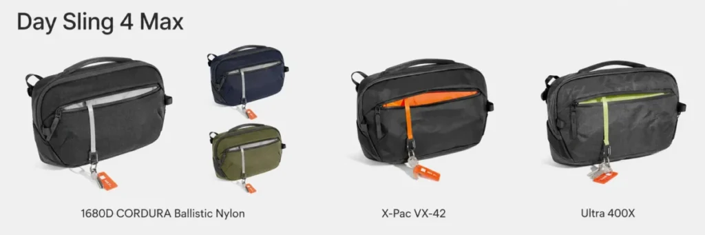 Aer Day Sling 4 Maxのラインナップ